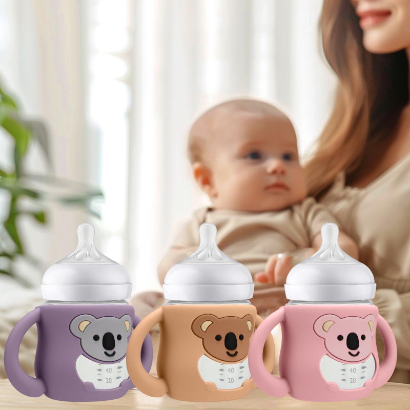 بوسوها BUSOHA 3 عبوات من أكمام كوالا المصنوعة من السيليكون لزجاجات الأطفال Avent - أكمام زجاجات الأطفال للحماية من السقوط مع مقبض لزجاجات الأطفال الطبيعية Avent، 118 مل - Image 4